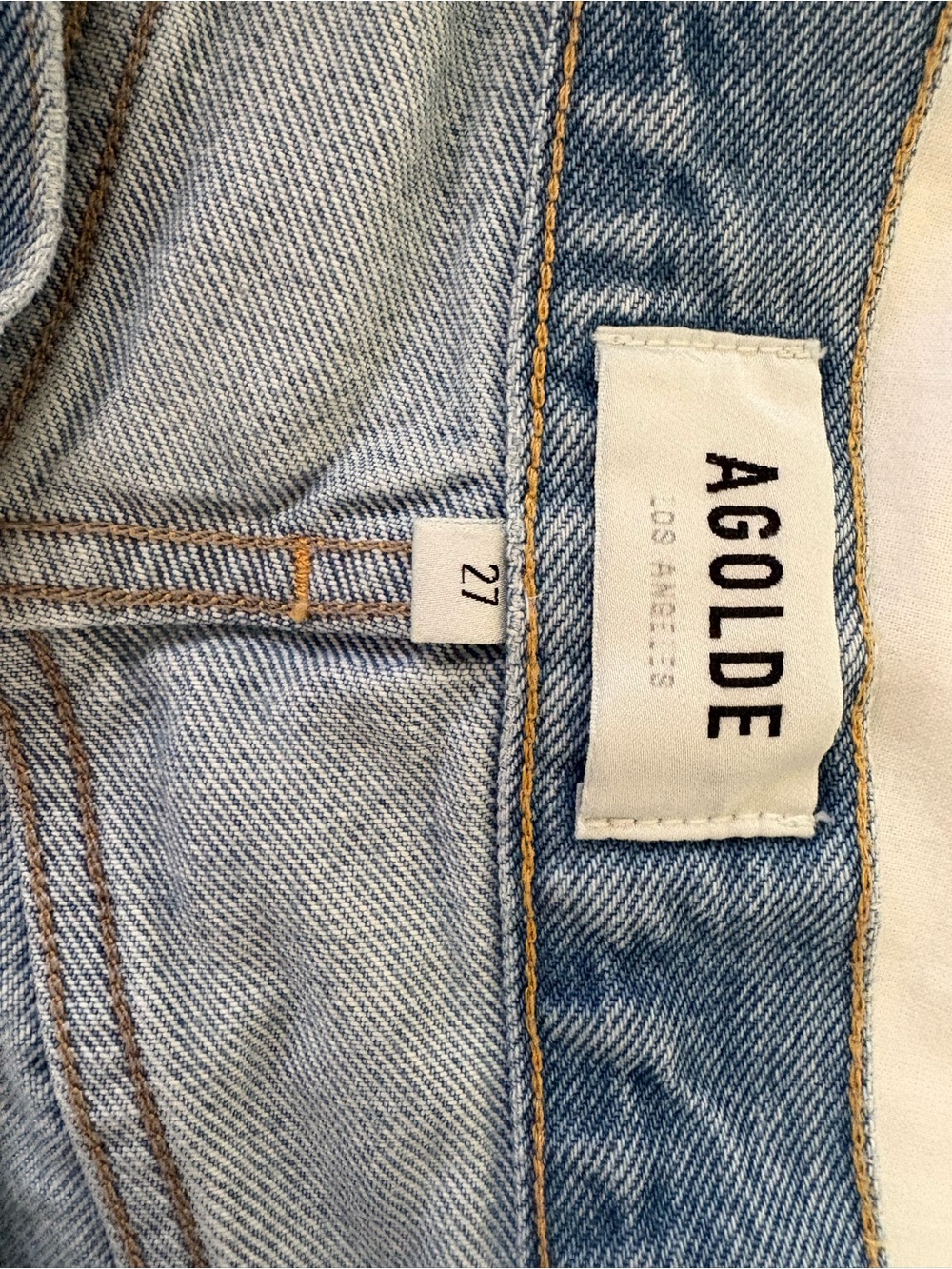 Agolde Light Blue Denim Jeans with Contrast Stitching